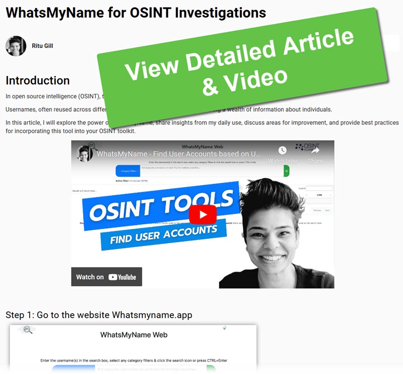 Forensic OSINT KB Article for WhatsMyName &gt; WhatsMyName 